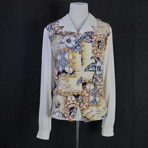 VNG rayon Nautical print Blouse pointed hem 90s